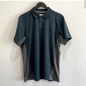 Columbia Gray and Green Two Tone Athletic Polo Size Medium